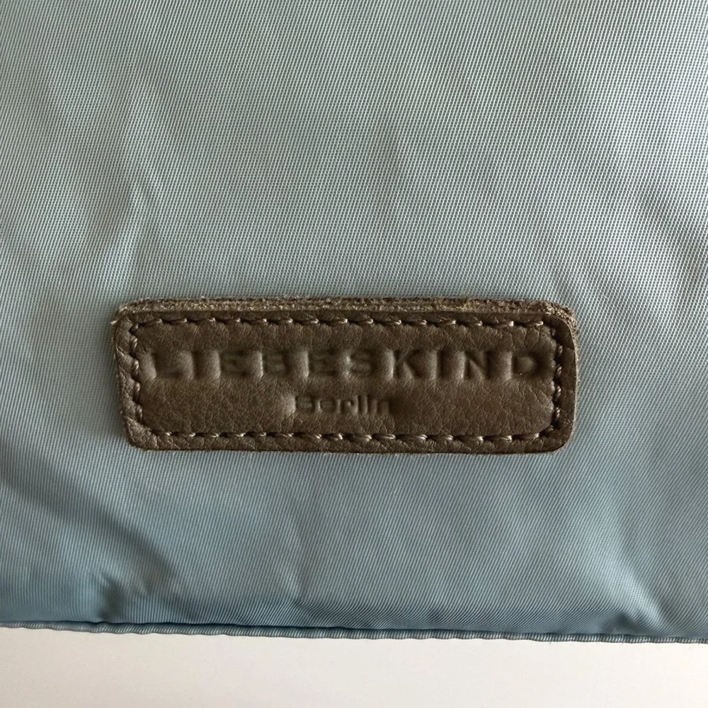 Liebeskin Berlin Nylon and Leather Sachel Hobo Powder Blue Taupe Bag Purse